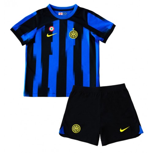 Lacne Dětský Futbalové dres Inter Milan 2023-24 Krátky Rukáv - Domáci (+ trenírky)